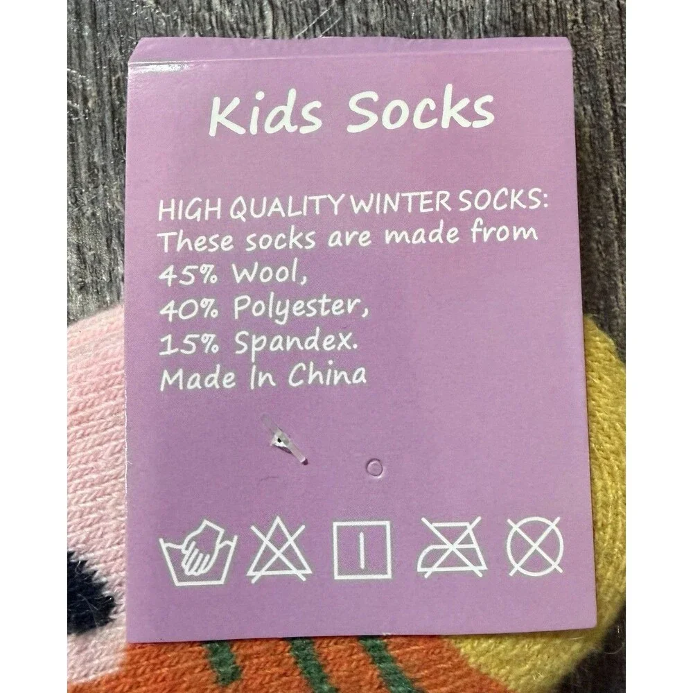 Kids Wool Blend Winter Socks Bear Fox Orange Cozy Toddler